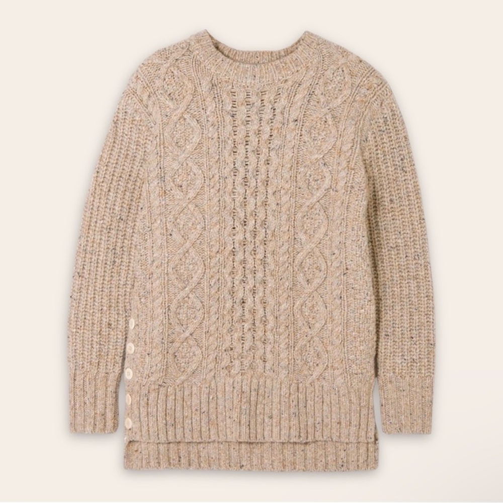 Alex Mill Crewneck Cable Knit Pullover Speckle Sweater